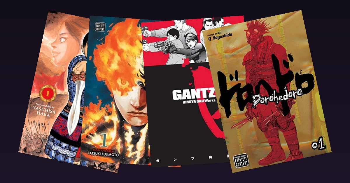 Four addictive manga volumes piled in a cozy reading corner