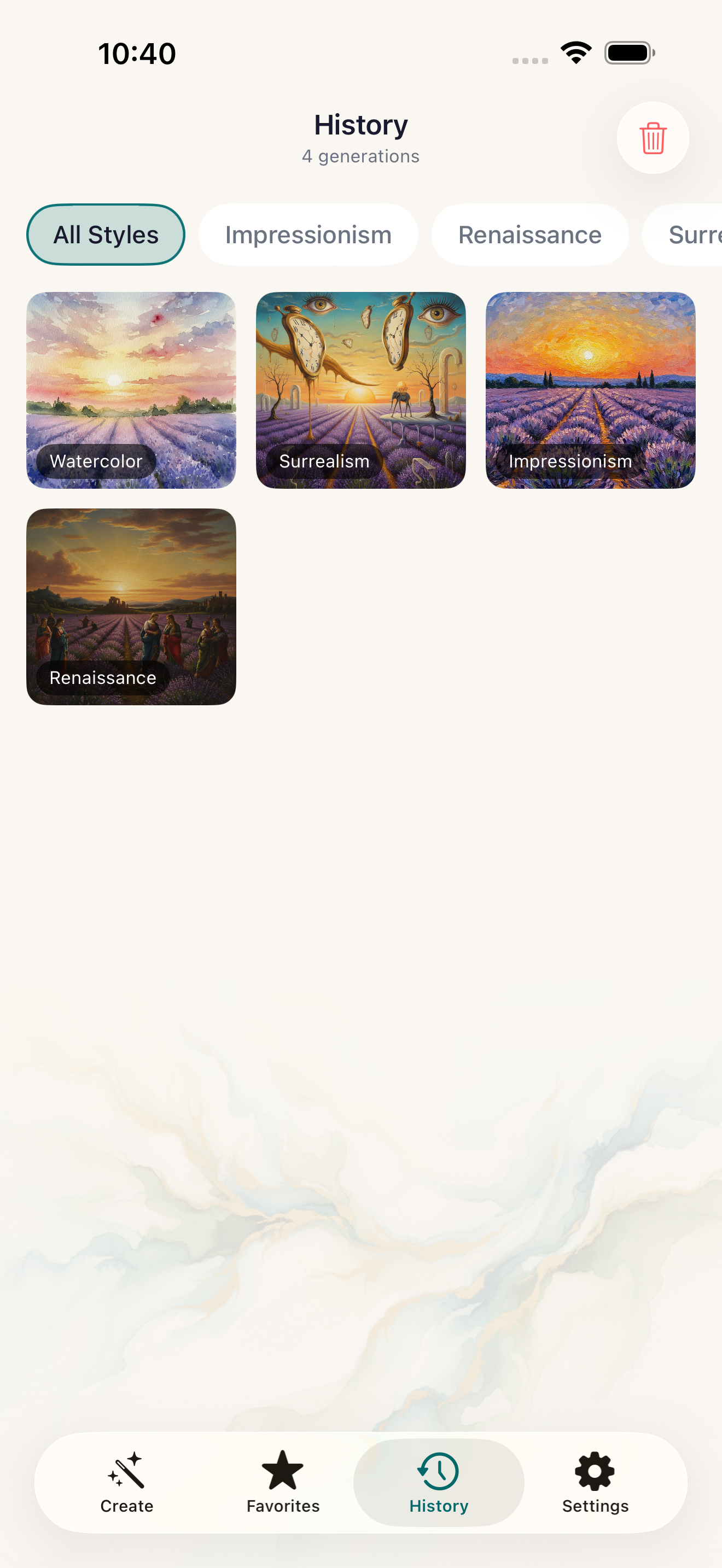 Wallora Screenshot 3 - History